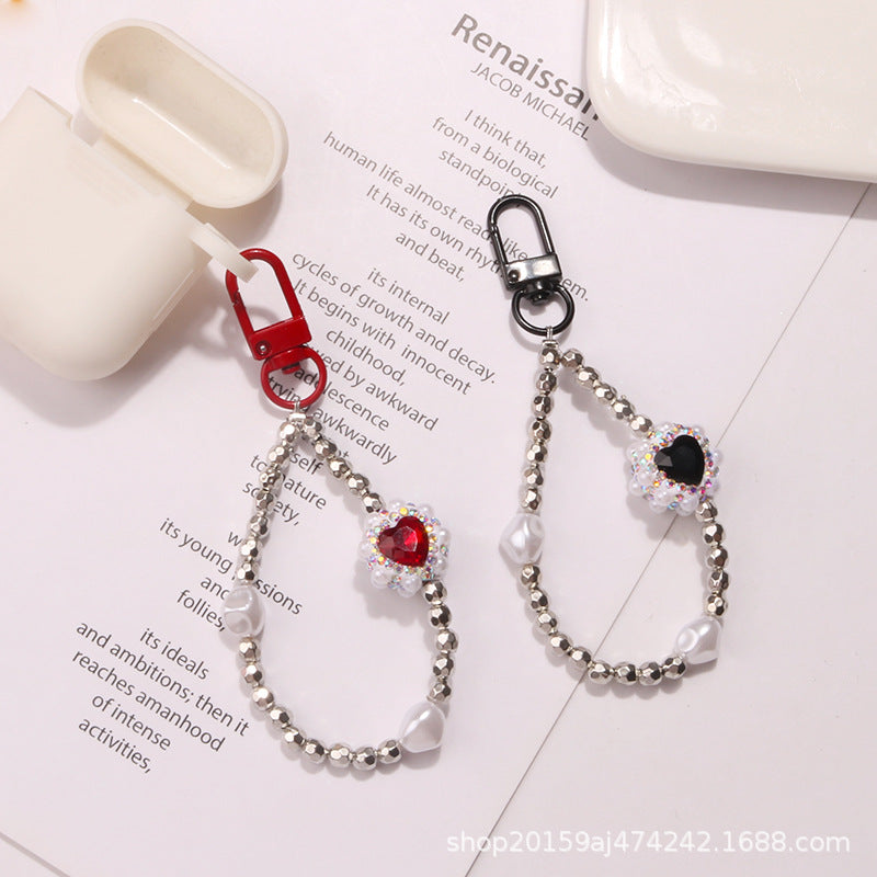 Wholesale Pearl Diamond Heart Metal keychain